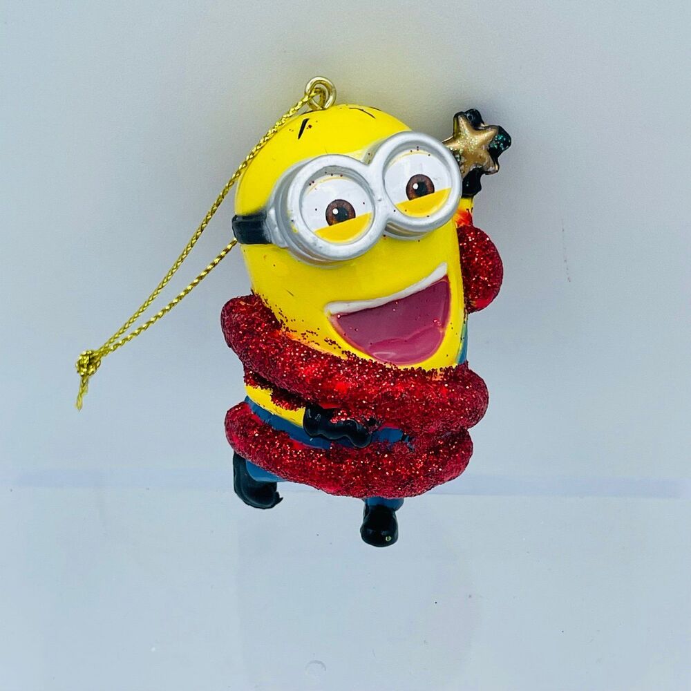 Despicable Me Minions Stuart Wrapped in Christmas Lights Ornament Santa Hat